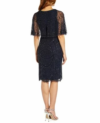 Adrianna Papell Women's Beaded Cape Cocktail Dress 4 Adrianna Papell Women's Beaded Cape Cocktail Dress - Image 2