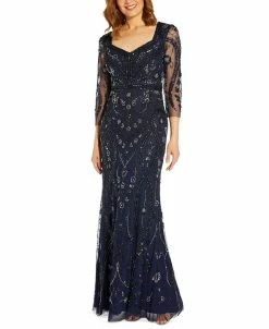 Adrianna Papell Women's Beaded Cutout-Back Gown