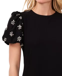 CeCe Women's Embroidered Puff-Sleeve Dress 8 CeCe Women's Embroidered Puff-Sleeve Dress -Adrianna Papell Sales Shop 21731538 fpx