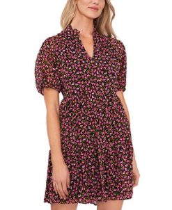 CeCe Women's Short Sleeve Tiered Ruffle Neck Dress -Adrianna Papell Sales Shop 21921851 fpx