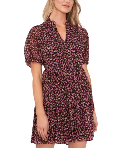 CeCe Women's Short Sleeve Tiered Ruffle Neck Dress -Adrianna Papell Sales Shop 21921851 fpx