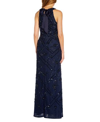 Halter Beaded-Lace Gown Adrianna Papell Halter Beaded-Lace Gown -Adrianna Papell Sales Shop