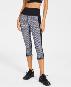 ID Ideology Petite Colorblock Houndstooth Cropped Leggings, Created For Macy's