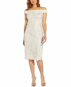 Adrianna Papell Women's Off-The-Shoulder Embellished Sheath Dress