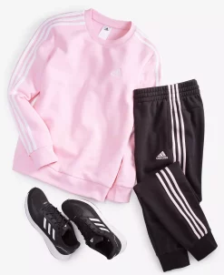 ADIDAS Women's 3-Stripe Cotton Fleece Crewneck Sweatshirt -Adrianna Papell Sales Shop 22025293 fpx