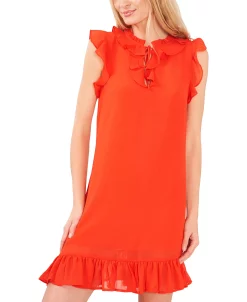 CeCe Women's Ruffled Tie-Neck Dress 9 CeCe Women's Ruffled Tie-Neck Dress -Adrianna Papell Sales Shop 22037954 fpx