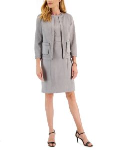 Kasper Women's Faux-Suede Framed Patch-Pocket Blazer & Sheath Dress