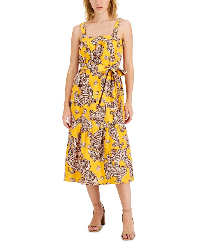 Women's Printed Tie-Waist Dress, Created For Macy's INC International Concepts Women's Printed Tie-Waist Dress, Created For Macy's -Adrianna Papell Sales Shop
