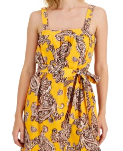 INC International Concepts Women's Printed Tie-Waist Dress, Created For Macy's -Adrianna Papell Sales Shop 22103457 fpx