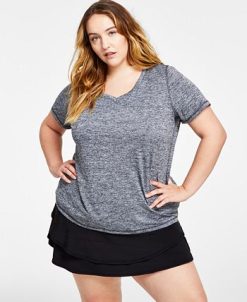 ID Ideology Women's Essentials Rapidry Heathered Performance T-Shirt, XS-4X, Created For Macy's -Adrianna Papell Sales Shop 22175766 fpx