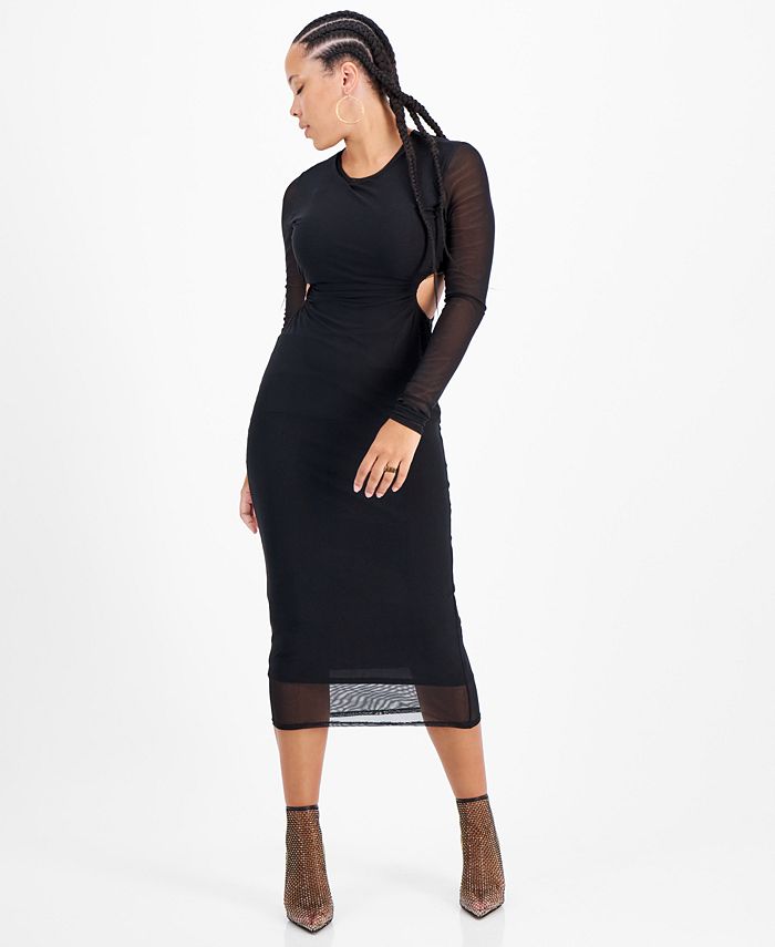 Women's Mesh-Overlay Side-Cutout Midi Dress, Created For Macy's Bar III Women's Mesh-Overlay Side-Cutout Midi Dress, Created For Macy's -Adrianna Papell Sales Shop