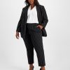 Bar III Plus Size Pinstripe One-Button Blazer, Blouse, & Pinstripe Straight Ankle Pants, Created For Macy's -Adrianna Papell Sales Shop 22196656 fpx