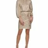 Vince Camuto Women's Belted 3/4-Sleeve Dress -Adrianna Papell Sales Shop 22289709 fpx