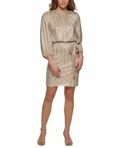 Vince Camuto Women's Belted 3/4-Sleeve Dress