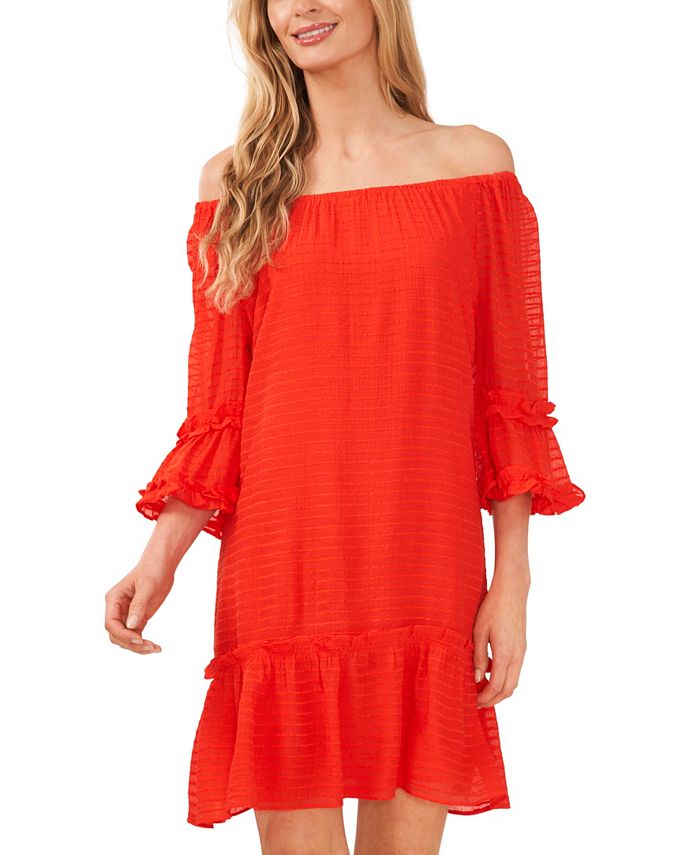 Women's Off The Shoulder Flounce Dress CeCe Women's Off The Shoulder Flounce Dress -Adrianna Papell Sales Shop