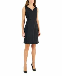 Kasper Women's Satin Princess-Seam Sleeveless Sheath Dress