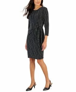 Kasper Women's Anise Metallic Faux-Wrap Dress