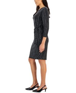 Kasper Women's Anise Metallic Faux-Wrap Dress 4 Kasper Women's Anise Metallic Faux-Wrap Dress -Adrianna Papell Sales Shop 22302816 fpx