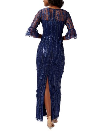 Women's 3D Floral Bell-Sleeve Gown Adrianna Papell Women's 3D Floral Bell-Sleeve Gown -Adrianna Papell Sales Shop