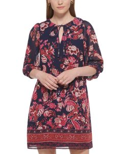 Vince Camuto Women's Printed Balloon-Sleeve Chiffon Dress 5 Vince Camuto Women's Printed Balloon-Sleeve Chiffon Dress -Adrianna Papell Sales Shop 22332774 fpx