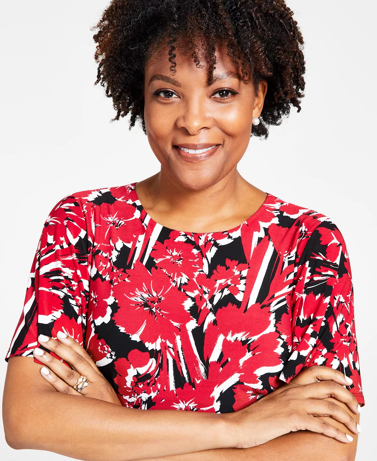 Kasper Printed Flutter-Sleeve Belted Dress 6 Kasper Printed Flutter-Sleeve Belted Dress - Image 4