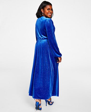 Glitter Velvet Faux-Wrap Midi Dress Kasper Glitter Velvet Faux-Wrap Midi Dress -Adrianna Papell Sales Shop