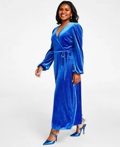 Kasper Glitter Velvet Faux-Wrap Midi Dress -Adrianna Papell Sales Shop 22344419 fpx