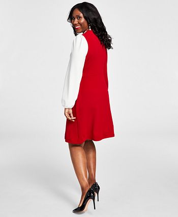 Colorblocked Surplice Side-Tie Dress Kasper Colorblocked Surplice Side-Tie Dress -Adrianna Papell Sales Shop