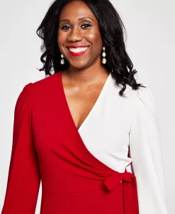 Kasper Colorblocked Surplice Side-Tie Dress 7 Kasper Colorblocked Surplice Side-Tie Dress -Adrianna Papell Sales Shop 22344457 fpx