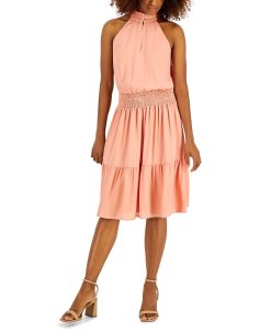 INC International Concepts Women's Smocked-Waist Halter-Style Sleeveless Dress, Created For Macy's