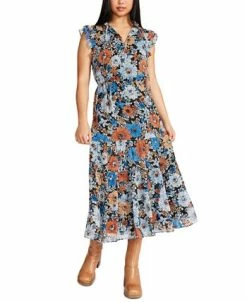 Steve Madden BB Dakota Orange Blossom Printed Dress -Adrianna Papell Sales Shop 22368625 fpx
