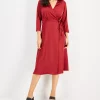 Alfani Women's Elbow Sleeve Satin Surplice Dress, Created For Macy's -Adrianna Papell Sales Shop 22406830 fpx