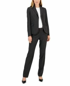 Anne Klein Women's Pinstripe Two-Button Jacket & Flare-Leg Pants & Pencil Skirt