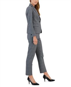 Anne Klein Women's Plaid One-Button Notch-Collar Pantsuit -Adrianna Papell Sales Shop 22410520 fpx