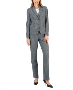 Anne Klein Women's Herringbone Two-Button Jacket & Flare-Leg Pants & Pencil Skirt