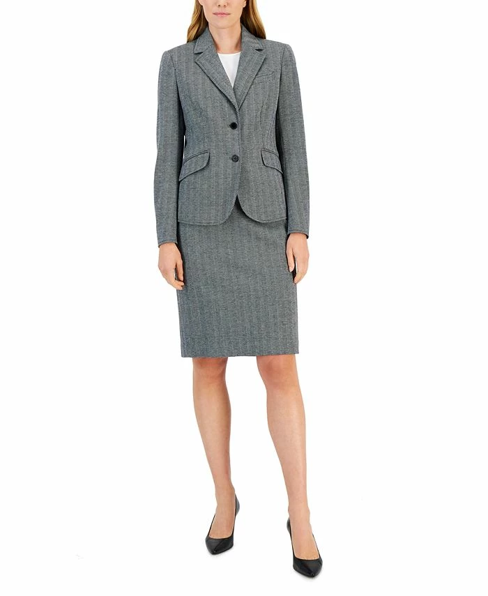 Anne Klein Women's Herringbone Two-Button Jacket & Flare-Leg Pants & Pencil Skirt 6 Anne Klein Women's Herringbone Two-Button Jacket & Flare-Leg Pants & Pencil Skirt - Image 4