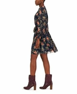 INC International Concepts Hiffon Printed Blouson-Sleeve Fit & Flare Dress, Created For Macy's -Adrianna Papell Sales Shop 22439887 fpx