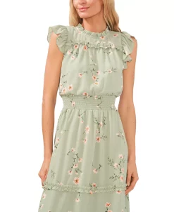 CeCe Women's Floral Print Smocked-Waist Midi Dress -Adrianna Papell Sales Shop 22468046 fpx