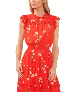 CeCe Women's Floral Print Smocked-Waist Midi Dress -Adrianna Papell Sales Shop 22468053 fpx