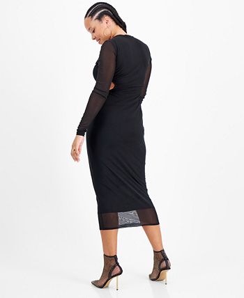 Women's Mesh-Overlay Side-Cutout Midi Dress, Created For Macy's Bar III Women's Mesh-Overlay Side-Cutout Midi Dress, Created For Macy's -Adrianna Papell Sales Shop