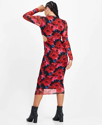Bar III Women's Mesh-Overlay Side-Cutout Bodycon Midi Dress, Created For Macy's 4 Bar III Women's Mesh-Overlay Side-Cutout Bodycon Midi Dress, Created For Macy's - Image 2