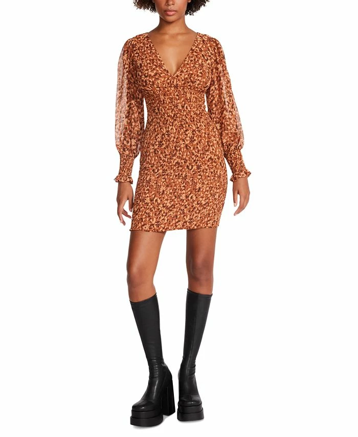 Steve Madden Women's Printed Carly Smocked Dress 3 Steve Madden Women's Printed Carly Smocked Dress