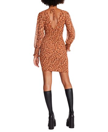 Women's Printed Carly Smocked Dress Steve Madden Women's Printed Carly Smocked Dress -Adrianna Papell Sales Shop