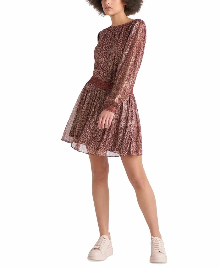 Black Tape Women's Long Sleeve Crewneck Blouson Mini Dress 3 Black Tape Women's Long Sleeve Crewneck Blouson Mini Dress