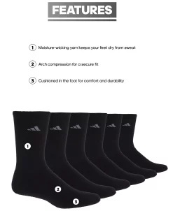 ADIDAS Women's 6-Pk. Athletic Cushioned Crew Socks 14 ADIDAS Women's 6-Pk. Athletic Cushioned Crew Socks -Adrianna Papell Sales Shop 22532457 fpx