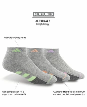 ADIDAS Women's 3-Pk. Cushioned II Low-Cut Socks 4 ADIDAS Women's 3-Pk. Cushioned II Low-Cut Socks - Image 2