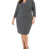 Kasper Plus Size Printed 3/4-Sleeve Faux-Wrap Dress -Adrianna Papell Sales Shop 22568073 fpx