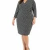 Kasper Plus Size Printed 3/4-Sleeve Faux-Wrap Dress -Adrianna Papell Sales Shop 22568073 fpx