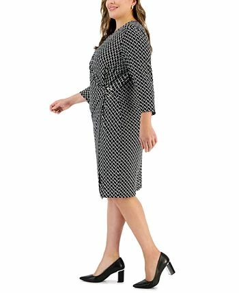 Kasper Plus Size Printed 3/4-Sleeve Faux-Wrap Dress 5 Kasper Plus Size Printed 3/4-Sleeve Faux-Wrap Dress - Image 3