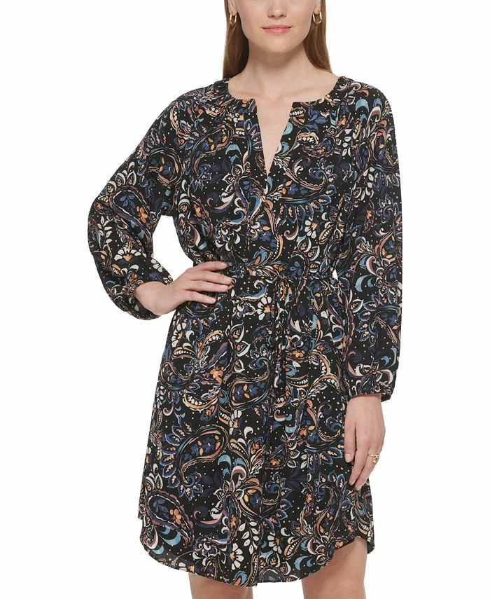 Vince Camuto Women's Printed Balloon-Sleeve Belted Dress 3 Vince Camuto Women's Printed Balloon-Sleeve Belted Dress